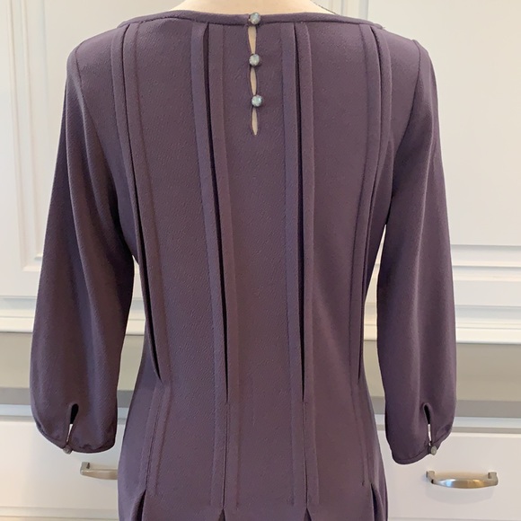 Fossil ~ Pleated Drop Waist Dress in Eggplant - Picture 11 of 16